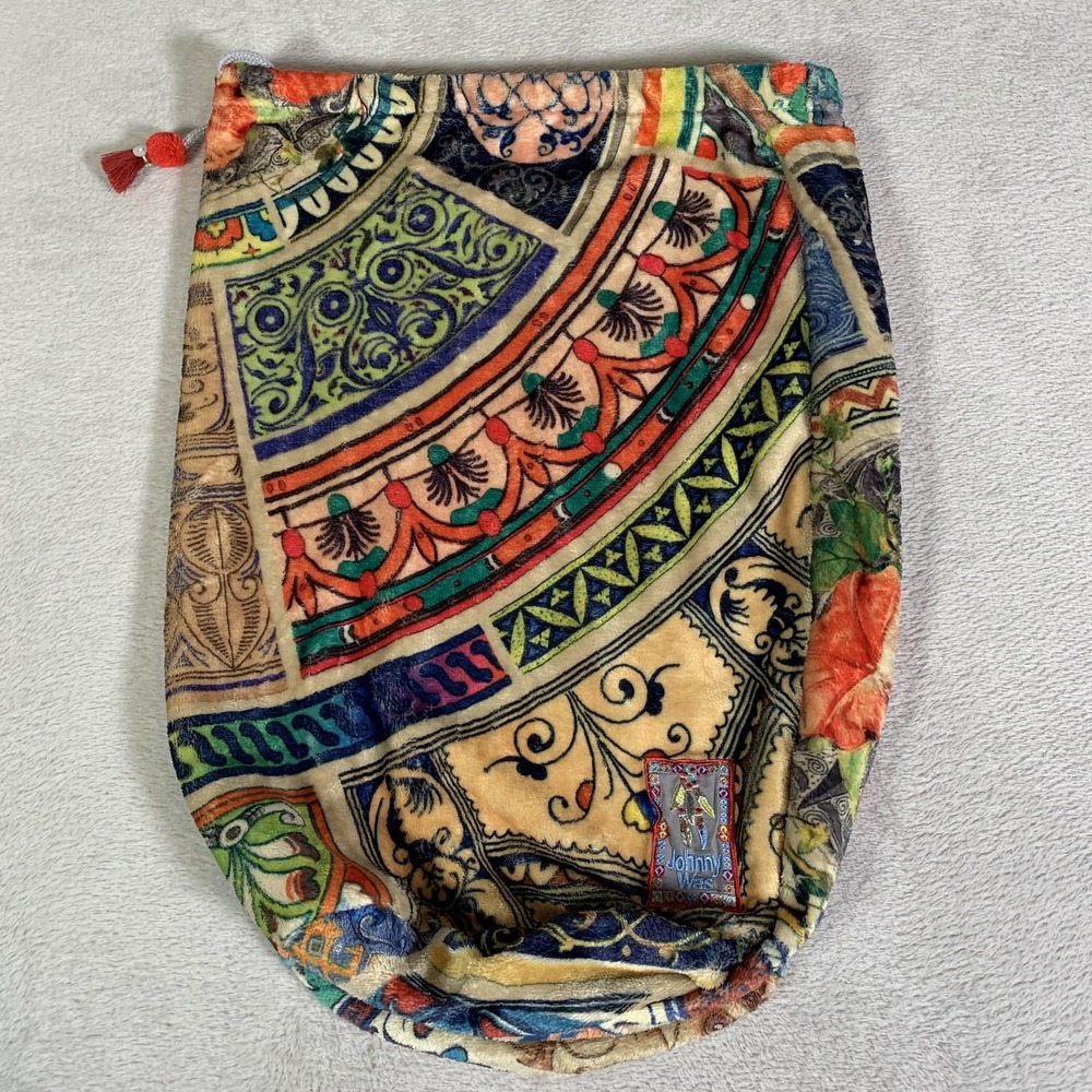 Johnny Was Velvet Drawstring Pouch Bag Womens Multicolor Boho City H15722-9